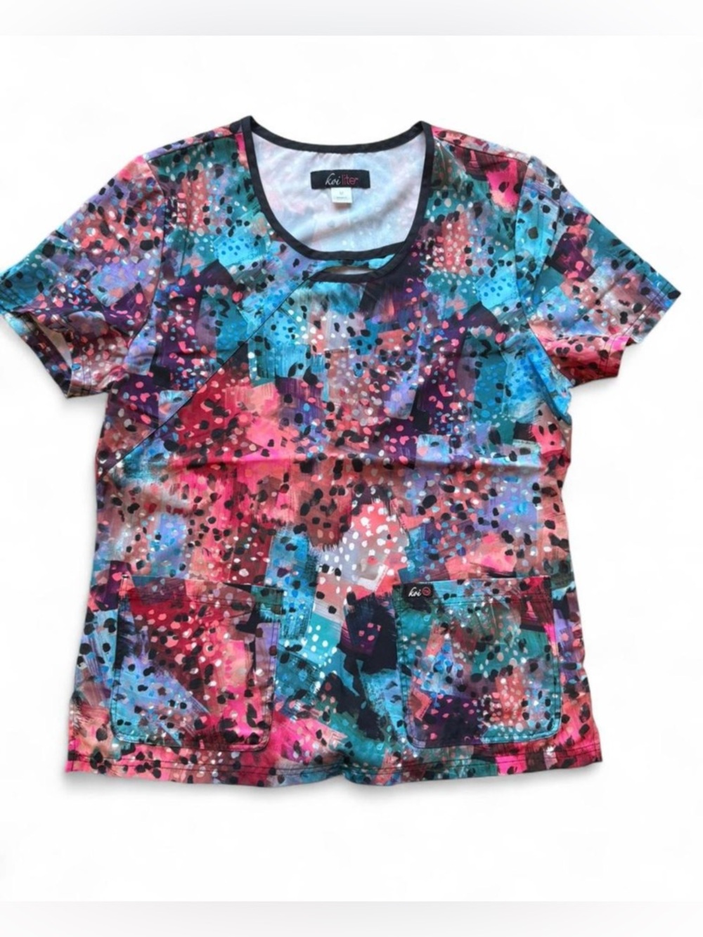 Koi Lite Multicolor Abstract Print Scrub Top